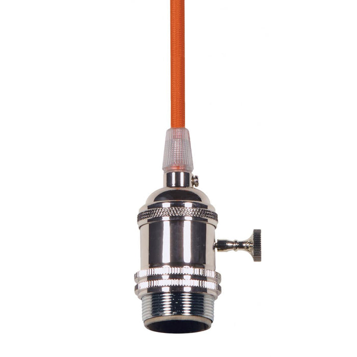 Satco 80-2381 Medium base lampholder 4pc. Solid brass prewired On/Off Uno ring 10ft. 18/2 SVT Red Cord Polished nickel finish