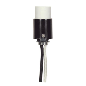 Satco 80-2385 Candelabra Socket With Leads 1-7/8" Height 3/4" Diameter 24" #18 SF-1 B/W Leads 205C 75W 125V