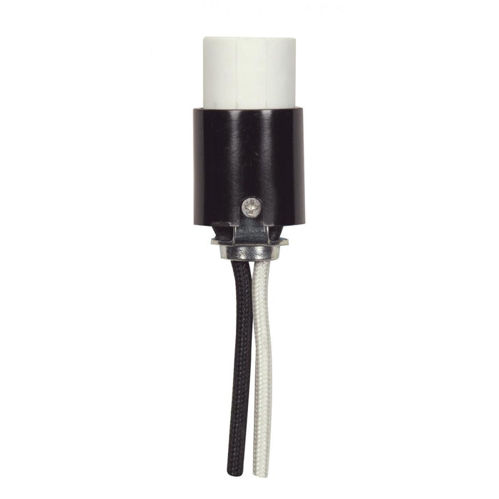 Satco 80-2385 Candelabra Socket With Leads 1-7/8" Height 3/4" Diameter 24" #18 SF-1 B/W Leads 205C 75W 125V
