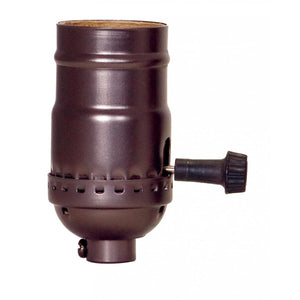 Satco 80-2395 On-Off Turn Knob Socket With Removable Knob 1/8 IPS Aluminum Dark Antique Brass Finish 250W 250V