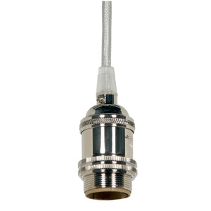 Satco 80-2460 Medium base lampholder 4pc. Solid brass prewired Uno ring 10ft. 18/2 SVT Light Green Cord Polished brass finish