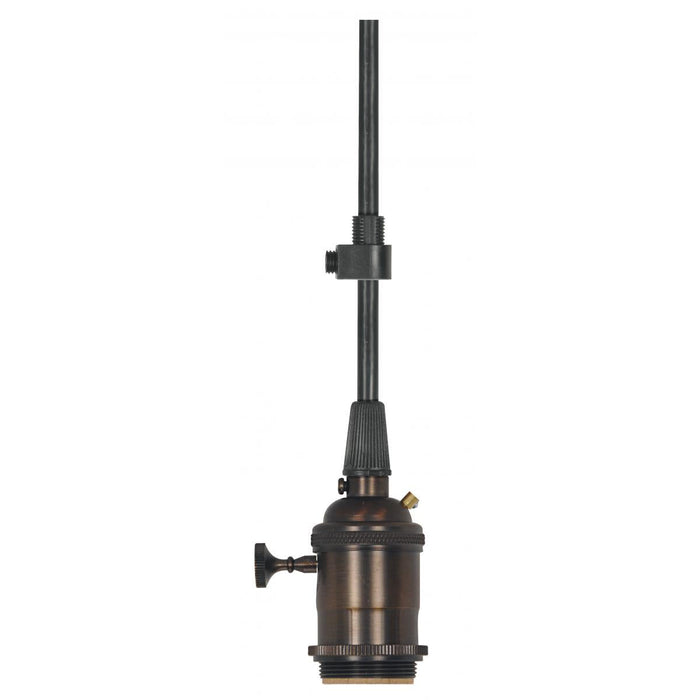 Satco 80-2580 Medium base lampholder 4pc. Solid brass pre-wired On/Off 2 Uno rings 10ft. 18/3 SVT Black Cord Dark antique brass finish