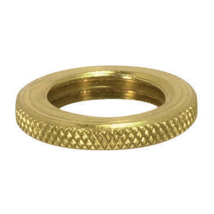 Satco 90-003 Brass Round Knurled Locknut 9/16" Diameter 1/8 IP 3/32" Thick Burnished And Lacquered