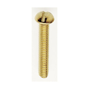 Satco 90-027 Steel Round Head Slotted Machine Screw 8/32 1" Length Brass Plated Finish