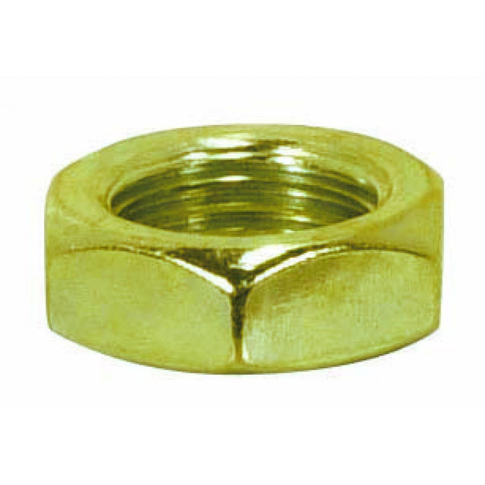 Satco 90-033 Steel Locknut 1/8 IP 9/16" Hexagon 3/16" Thick Brass Plated Finish
