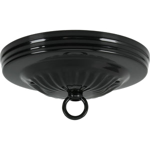 Satco 90-055 Ribbed Canopy Kit Black Finish 5" Diameter 7/16" Center Hole 2-8/32 Bar Holes Includes Hardware 10lbs Max