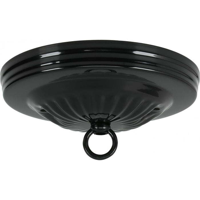 Satco 90-055 Ribbed Canopy Kit Black Finish 5" Diameter 7/16" Center Hole 2-8/32 Bar Holes Includes Hardware 10lbs Max