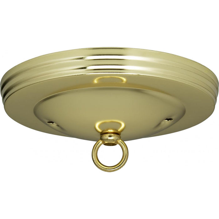 Satco 90-062 Standard Canopy Kit Brass Finish 5" Diameter 7/16" Center Hole 2-8/32 Bar Holes Includes Hardware 10lbs Max