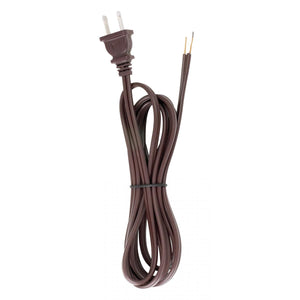 Satco 90-101 8 Foot 18/2 SPT-2 105C Cord Set Brown Finish 36" Hank 200 Carton Molded Polarized Plug Tinned Tips 3/4" Strip With 2" Slit