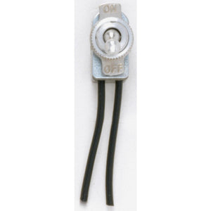 Satco 90-1106 On-Off Metal Toggle Switch Single Circuit 6A-125V, 3A-250V Rating 6" Leads Nickel Finish