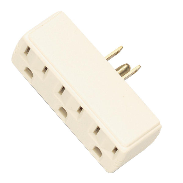 Satco 90-1118 Single To Triple Adapter Ivory Finish Polarized 15A 125V