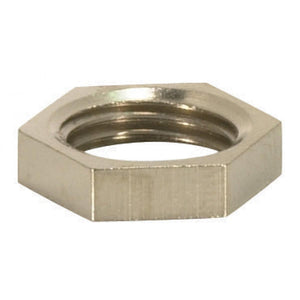 Satco 90-1385 Brass Hexagon Locknut 1/8 IP 1/2" Hexagon 1/8" Thick Nickel Plated Finish