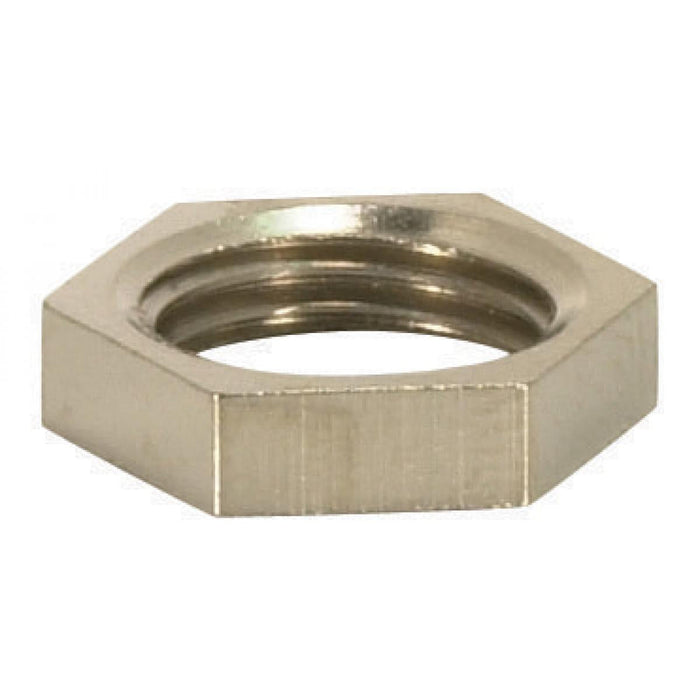 Satco 90-1385 Brass Hexagon Locknut 1/8 IP 1/2" Hexagon 1/8" Thick Nickel Plated Finish