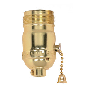 Satco 90-1409 On-Off Pull Chain Socket 1/8 IPS Aluminum Brite Gilt Finish 660W 250V Uno Thread