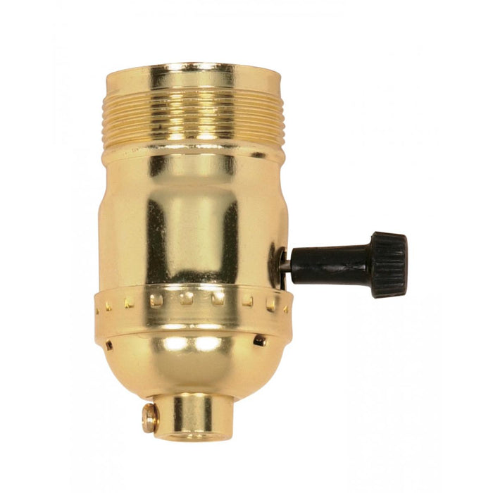 Satco 90-1411 On-Off Turn Knob Socket With Removable Knob 1/8 IPS Aluminum Brite Gilt Finish 250W 250V Uno Thread