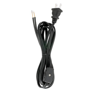 Satco 90-1425 8 Ft. Line Switches Cord Sets Molded Plug Tinned tips 3/4" Strip with 2" Slit Switch 24" From Free End 36" Hank