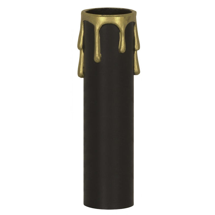 Satco 90-1513 Plastic Drip Candle Cover Black Plastic With Gold Drip 1-13/16" Inside Diameter 1-1/4" Outside Diameter 2" Height