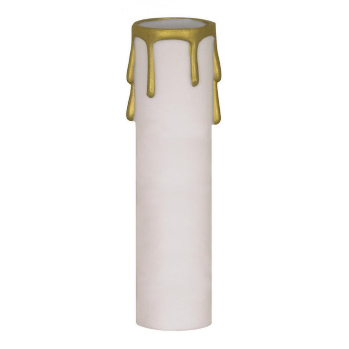 Satco 90-1514 Plastic Drip Candle Cover White Plastic With Gold Drip 1-13/16" Inside Diameter 1-1/4" Outside Diameter 2" Height