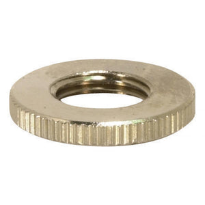 Satco 90-1577 Brass Round Knurled Locknut 3/4" Diameter 1/8 IP 3/32" Thick Nickel Plated Finish