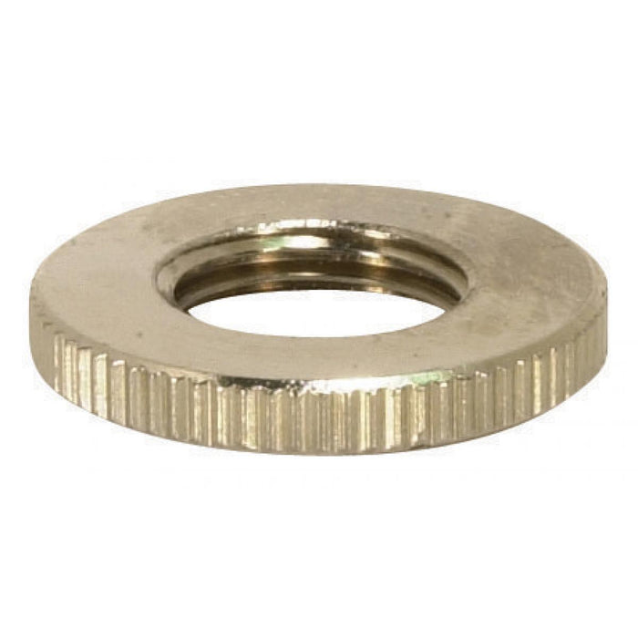 Satco 90-1577 Brass Round Knurled Locknut 3/4" Diameter 1/8 IP 3/32" Thick Nickel Plated Finish