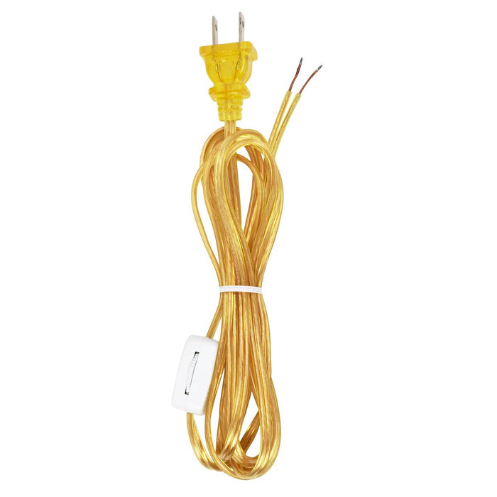 Satco 90-1584 8 Ft. Line Switches Cord Sets - Molded Plug Tinned tips 3/4" Strip with 2" Slit Switch 24" From Free End 36" Hank