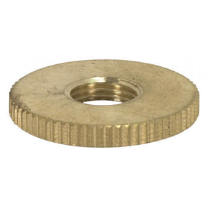 Satco 90-1601 Brass Round Knurled Locknut 1/8 IP 1" Diameter 1/8" Thick Unfinished