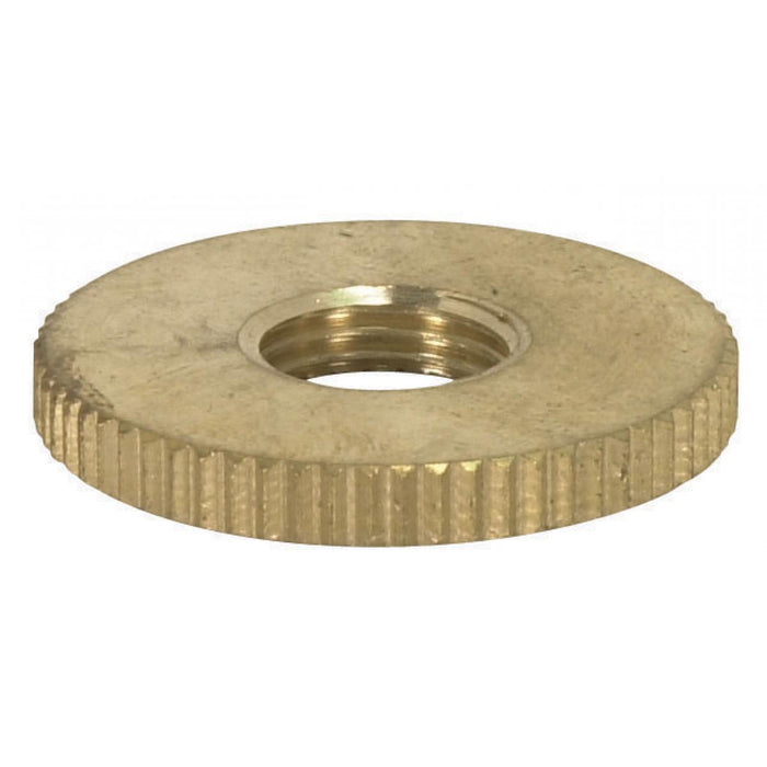Satco 90-1601 Brass Round Knurled Locknut 1/8 IP 1" Diameter 1/8" Thick Unfinished