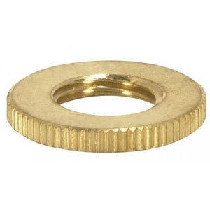 Satco 90-1623 Brass Round Knurled Locknut 1/8 IP 3/4" Diameter 3/32" Thick Unfinished