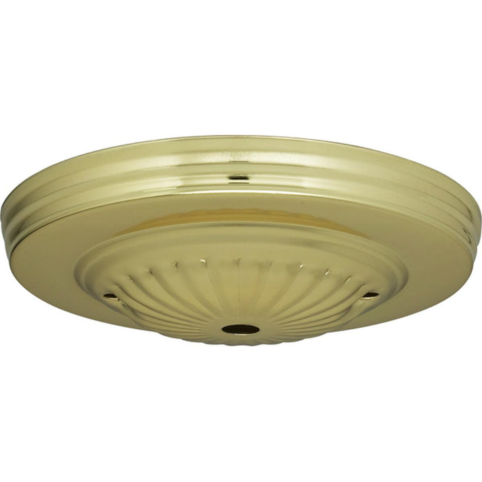 Satco 90-1674 Ribbed Canopy Canopy Only Brass Finish 5" Diameter 7/16" Center Hole 2 -8/32 Bar Holes