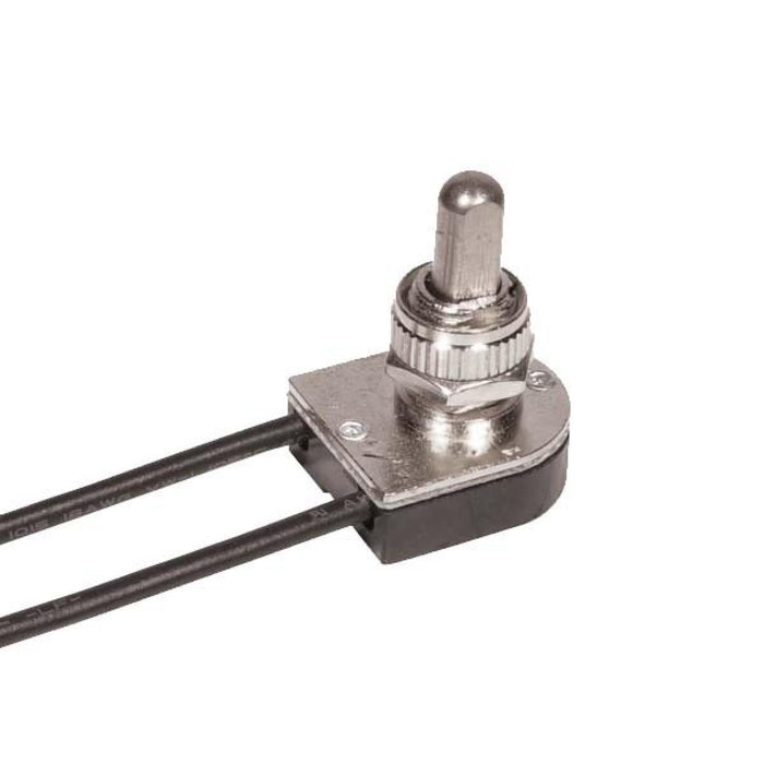 Satco 90-1676 On-Off Metal Push Switch 3/8 Metal Bushing Single Circuit 6A-125V, 3A-250V Rating Nickel Finish