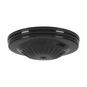 Satco 90-1677 Ribbed Canopy Canopy Only Black Finish 5" Diameter 7/16" Center Hole 2 -8/32 Bar Holes
