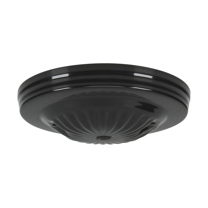 Satco 90-1677 Ribbed Canopy Canopy Only Black Finish 5" Diameter 7/16" Center Hole 2 -8/32 Bar Holes