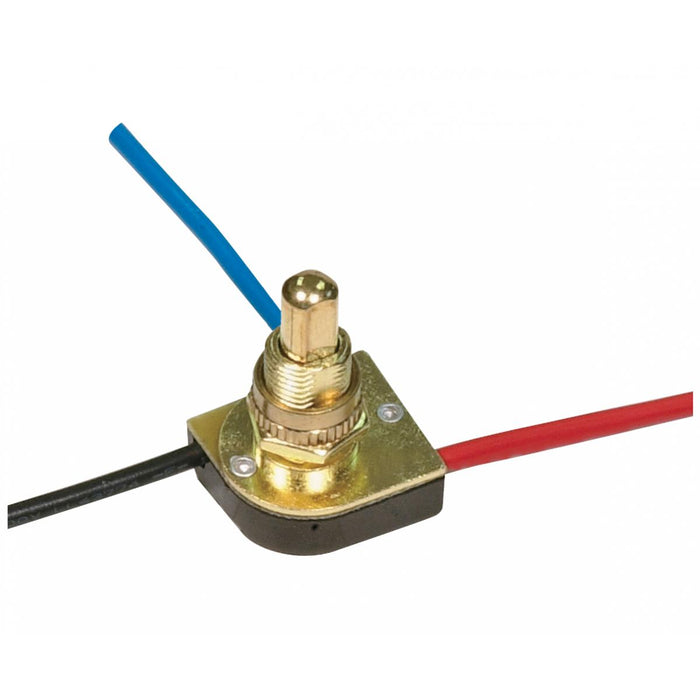 Satco 90-1678 3-Way Metal Push Switch 3/8 Metal Bushing 2 Circuit 4 Position (L-1, L-2, L1-2, Off) 6A-125V, 3A-250V Rating Brass Finish