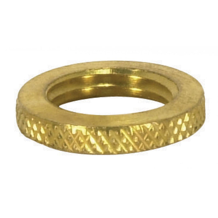 Satco 90-1699 Brass Round Knurled Locknut 9/16" Diameter 1/8 IP 3/32" Thick Unfinished