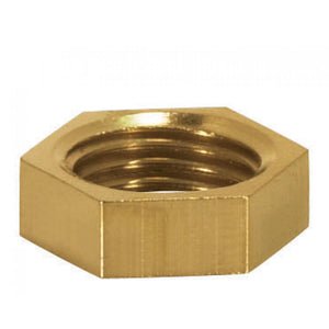 Satco 90-1700 Brass Hexagon Locknut 1/8 IP 1/2" Hexagon 3/16" Thick Unfinished