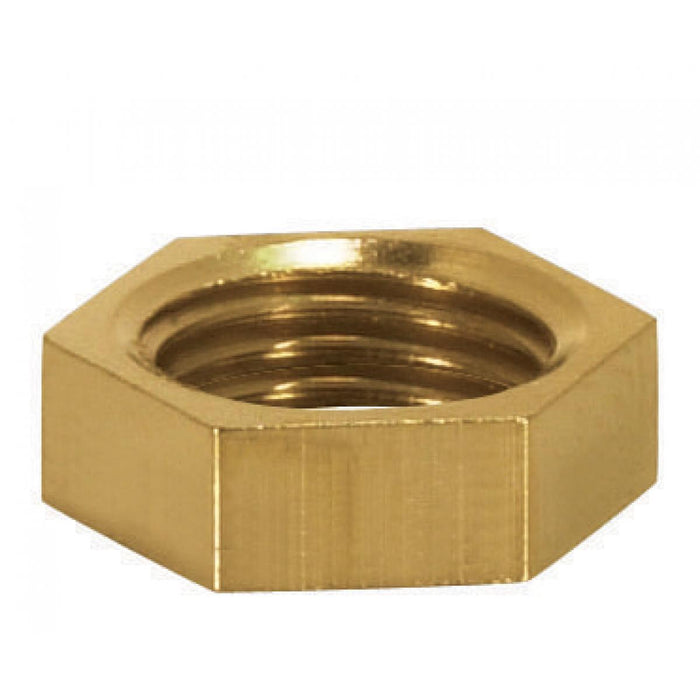 Satco 90-1700 Brass Hexagon Locknut 1/8 IP 1/2" Hexagon 3/16" Thick Unfinished