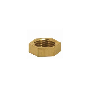 Satco 90-1701 Brass Hexagon Locknut 1/4 IP 11/16" Hexagon 3/16" Thick Unfinished