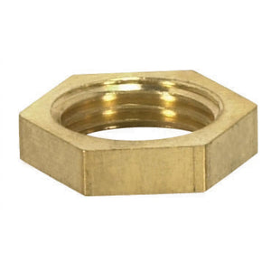 Satco 90-172 Brass Hexagon Locknut 1/8 IP 1/2" Hexagon 1/8" Thick Unfinished