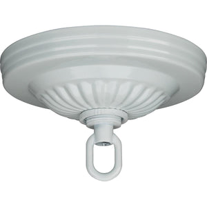 Satco 90-197 Ribbed Canopy Kit White Finish 5" Diameter 1-1/16" Center Hole Includes Hardware 25lbs Max
