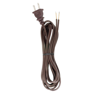 Satco 90-2039 9 Foot 18/2 SPT-2 105C Cord Set Brown Finish 36" Hank 150 Carton Molded Polarized Plug Tinned Tips 3/4" Strip With 2" Slit