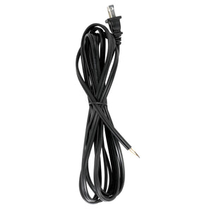 Satco 90-2185 10 Foot 18/2 SPT-2 105C Cord Set Black Finish 36" Hank 150 Carton Molded Polarized Plug Tinned Tips 3/4" Strip With 2" Slit