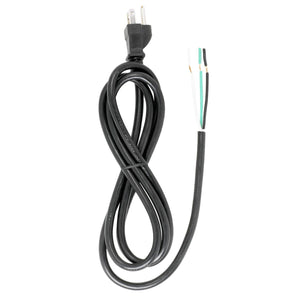 Satco 90-2208 6 Foot 18/3 SJT 105C Heavy Duty Cord Set Black Finish 100 Carton 3 Prong Molded Plug Stripped And Slit