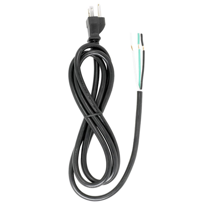 Satco 90-2208 6 Foot 18/3 SJT 105C Heavy Duty Cord Set Black Finish 100 Carton 3 Prong Molded Plug Stripped And Slit