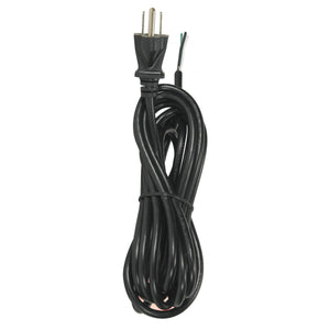 Satco 90-2210 12 Foot 18/3 SVT 105C Heavy Duty Cord Set Black Finish 50 Carton 3 Prong Molded Plug Stripped And Slit