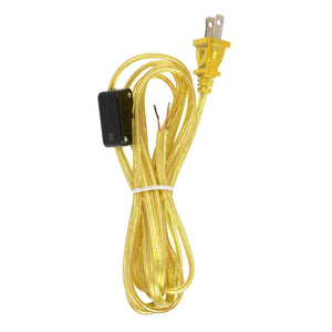 Satco 90-2309 8 Foot 18/2 SPT-2 105C Cord Set Clear Gold Finish Switch 29" From Free End 36" Hank 100 Carton Hi-Low Switch
