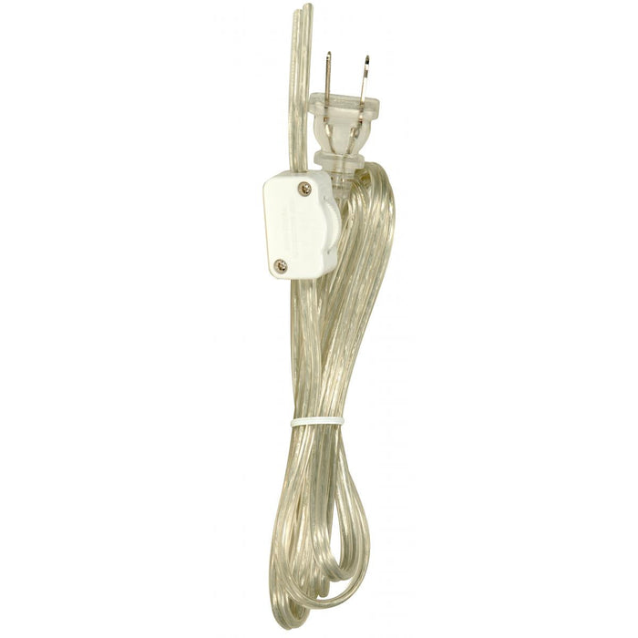 Satco 90-2310 8 Foot 18/2 SPT-2 105C Cord Set Clear Silver Finish Switch 29" From Free End 36" Hank 100 Carton Hi-Low Switch
