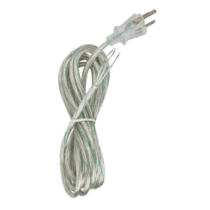 Satco 90-2312 10 Foot 18/3 SVT 105C Heavy Duty Cord Set Clear Silver Finish 100 Carton 3 Prong Molded Plug Stripped And Slit