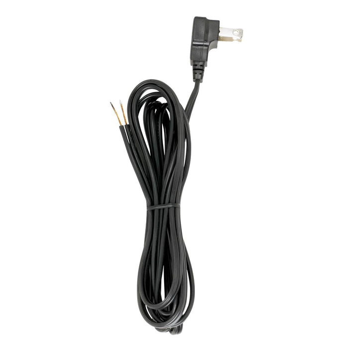 Satco 90-2321 8 Foot 18/2 SPT-2 105C Flat Plug Cord Set Black Finish 36" Hank 200 Carton Molded Plug Tinned Tips 3/4" Strip With 2" Slit