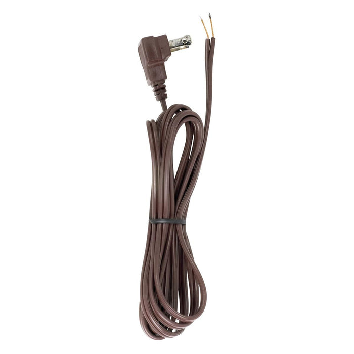 Satco 90-2324 8 Foot 18/2 SPT-2 105C Flat Plug Cord Set Brown Finish 36" Hank 200 Carton Molded Plug Tinned Tips 3/4" Strip With 2" Slit