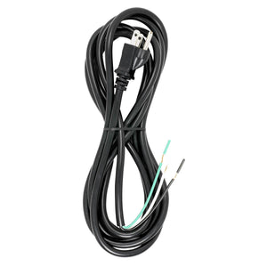 Satco 90-2325 10 Foot 18/3 SJT 105C Heavy Duty Cord Set Black Finish 50 Carton 3 Prong Molded Plug Stripped And Slit